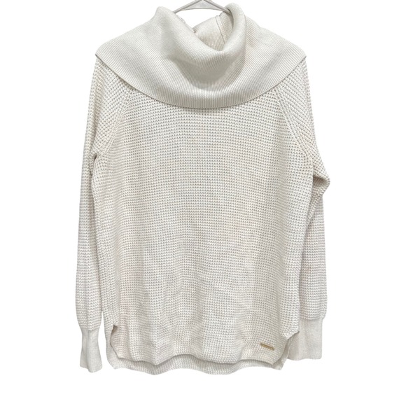Michael Kors Cowl Neck Sweater Knit Pullover Tunic‎ Top Neutral Cream Size L - Picture 1 of 7